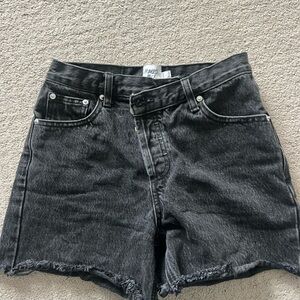 Princess Polly High-Waist Black Denim Shorts